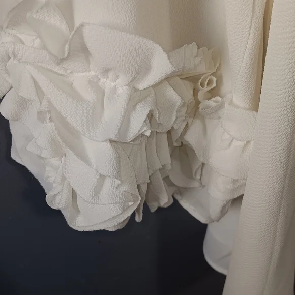 Elegant White Women's Top with Ruffle Sleeves - Picture 8 of 8